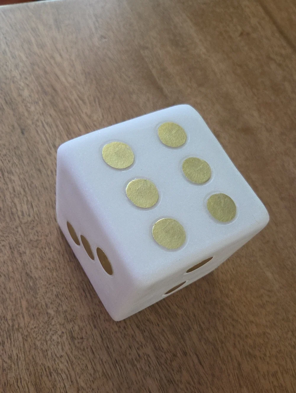 NEW White & Gold Ceramic Dice Decorative Accent - Home Party Supplies
